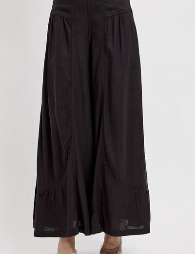 RISEN Shirring Detail Wide Leg Pants