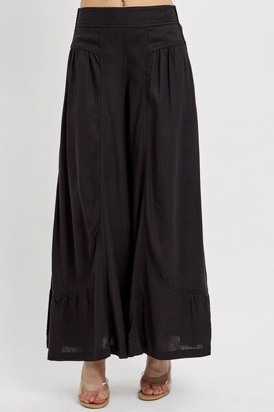 RISEN Shirring Detail Wide Leg Pants