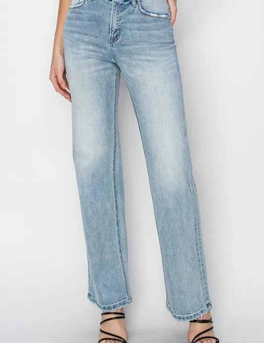 RISEN High Rise Straight Jeans | Daverri Fashions