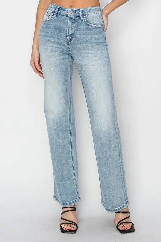 RISEN High Rise Straight Jeans - DAVERRI FASHIONS