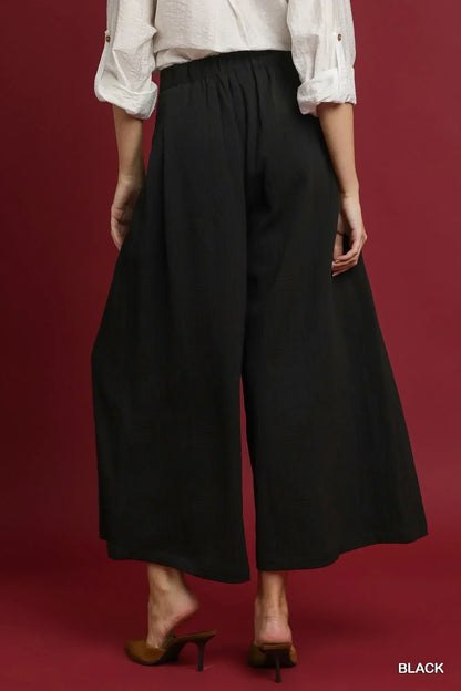 Umgee Elastic Waist Wide Leg Pants - DAVERRI FASHIONS