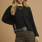 Umgee Brushed Fleeve Crewneck Top - DAVERRI FASHIONS