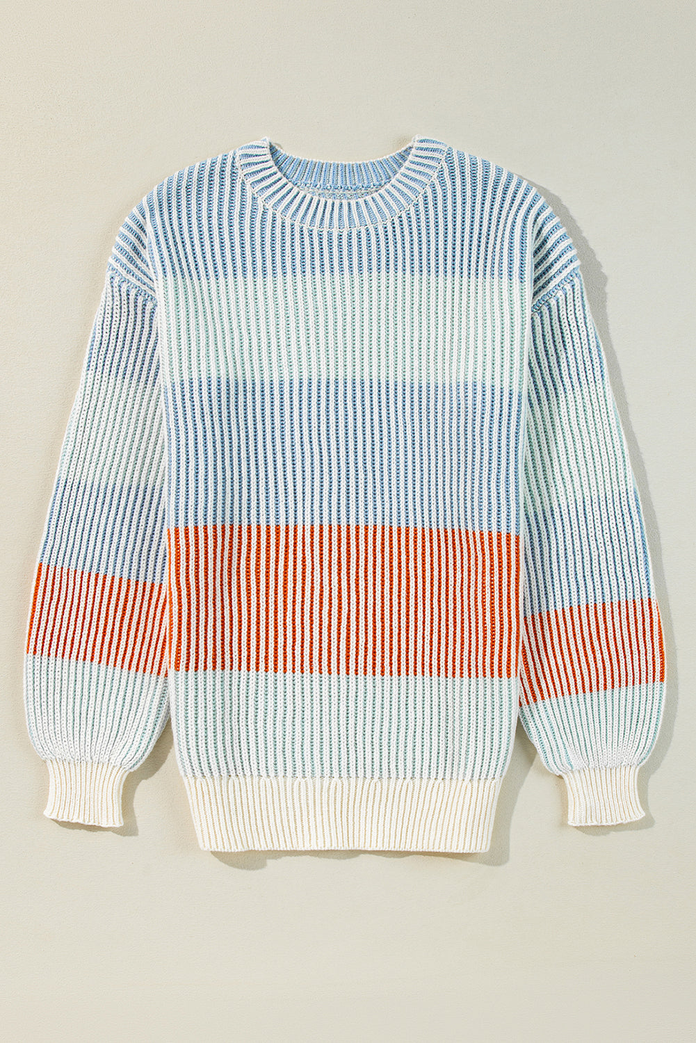 Colorblock Textured Knit Bubble Sleeve Sweater | Sweaters Daverri Fashions