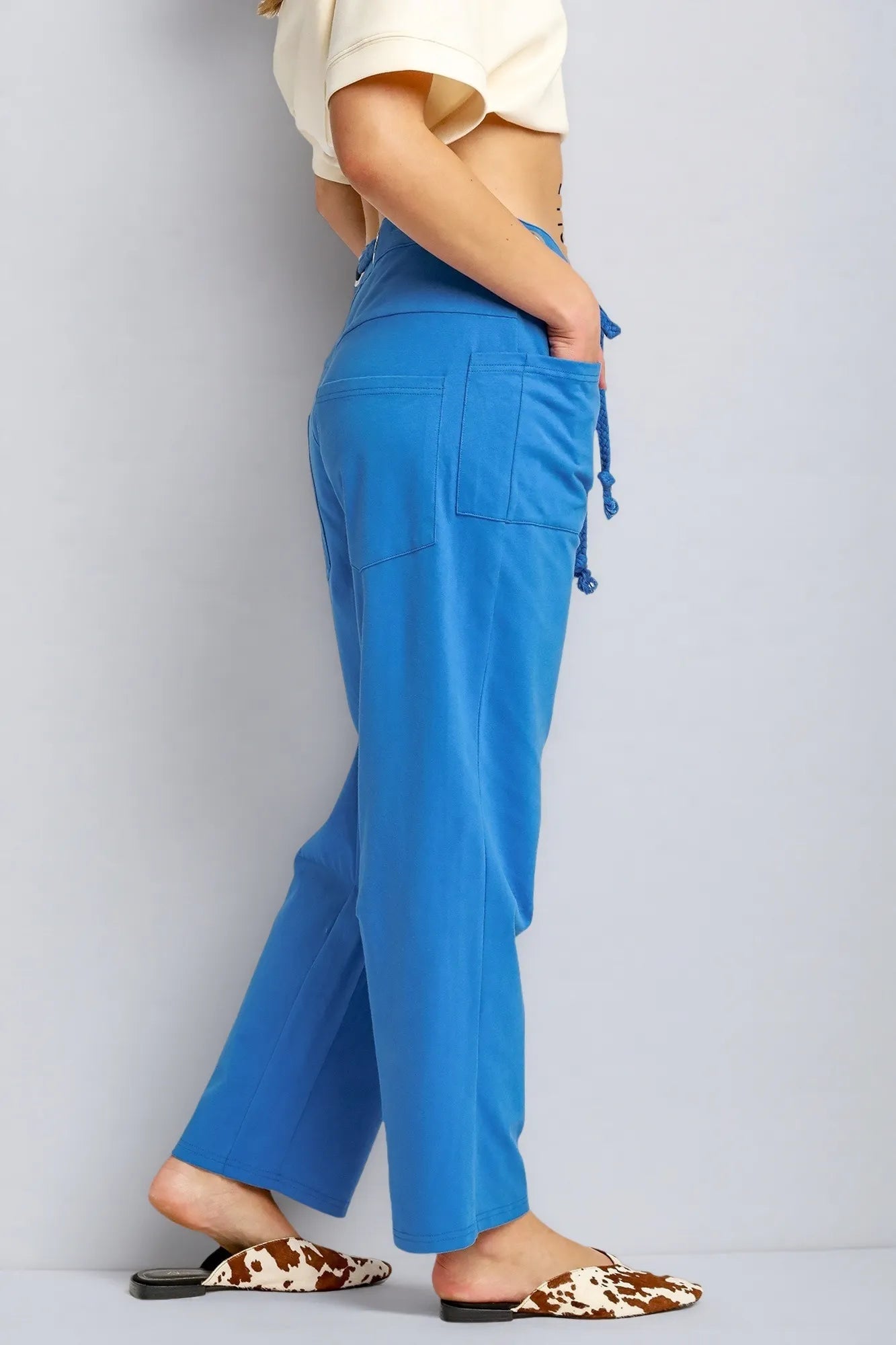 Umgee Drawstring Wide Leg Casual Pants Pants