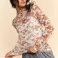 Davi & Dani Floral Print Mesh Long Sleeve Layering Top