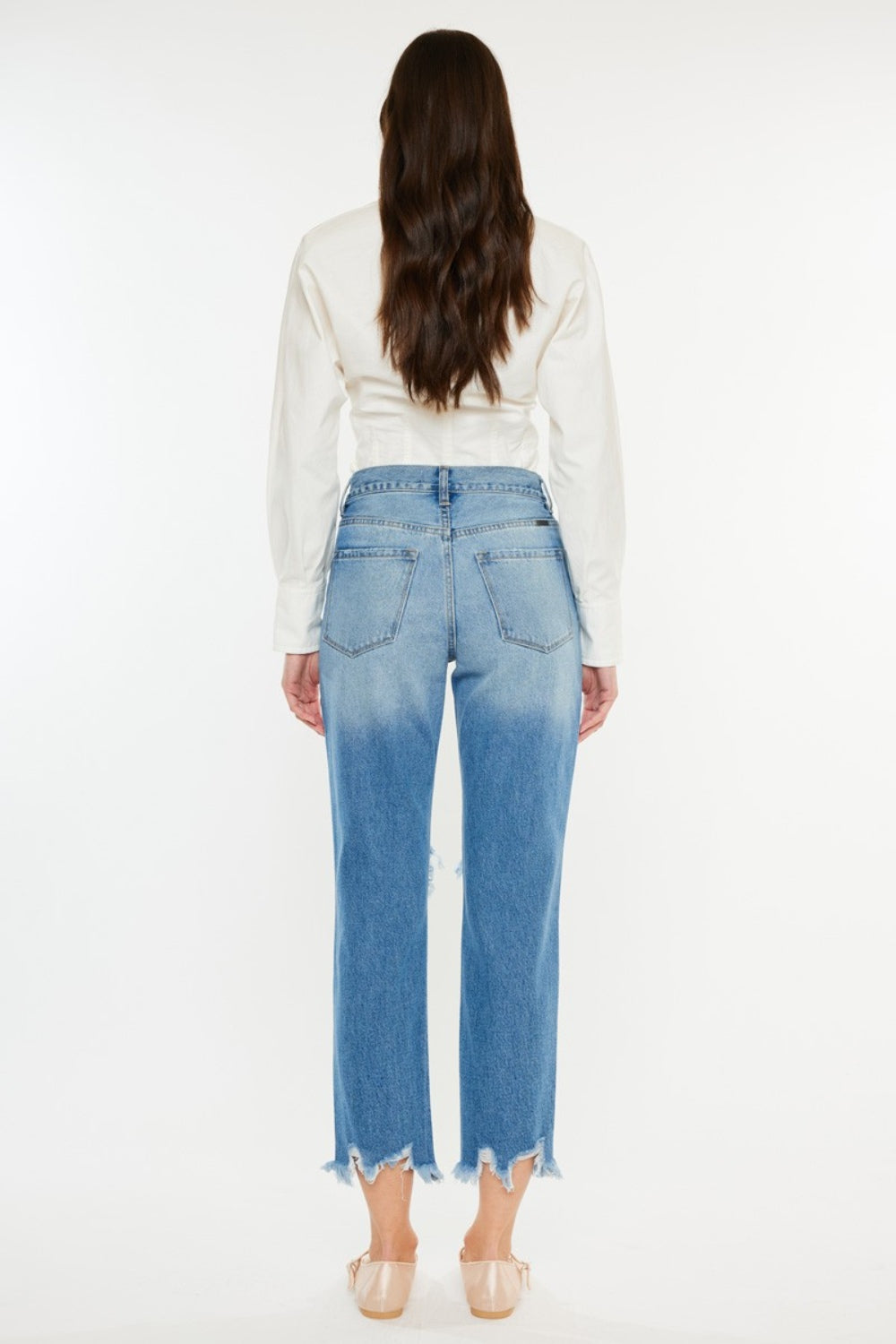 Kancan Distressed Frayed Hem Cropped Jeans Jeans