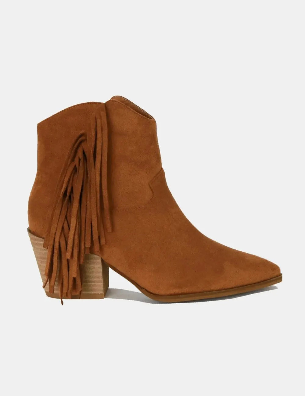 Beast Fashion Suede Fringe Point Toe Ankle Boots | Boots Daverri Fashions
