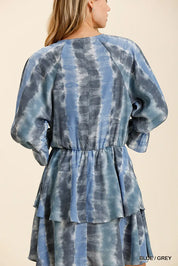 Umgee Tie Dye Ruffled Layered Dress with Elastic Waistband | Mini Dresses Daverri Fashions