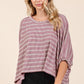 Mittoshop Texture Striped Print Round Neck Dolman Sleeve Top