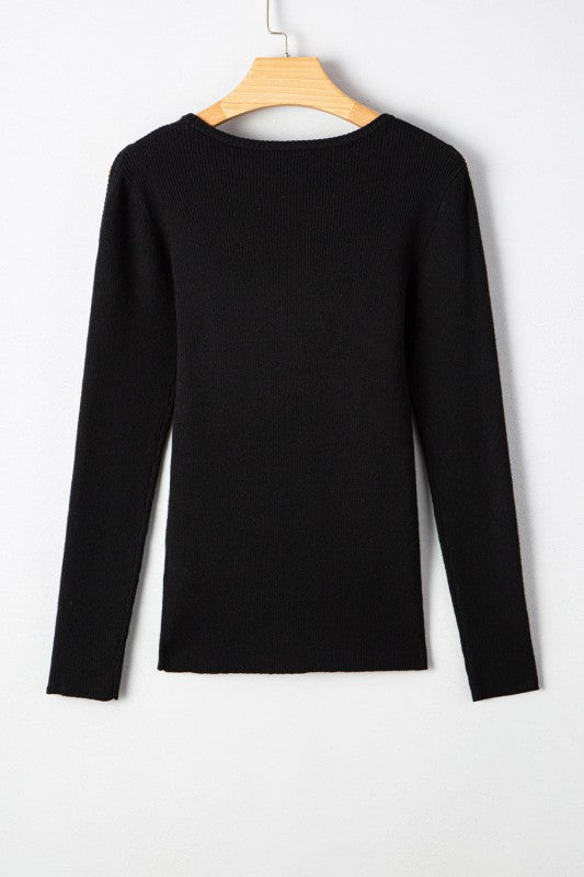 Amaya Ribbed Knit Cold Shoulder Sweater | Sweaters Daverri Fashions