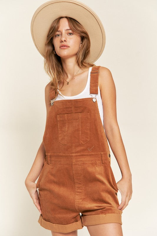 Adjustable Shoulder Straps Corduroy Shortalls Shortalls