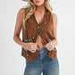 Aemi + Co Heart Rivet Detail Suede Vest Coat Brown