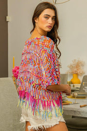 BiBi Openwork Fringed Knit Cover Up | Cover-Ups Daverri Fashions