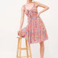 And The Why Tied Front Smocked Back Tiered Boho Printed Dress - DAVERRI FASHIONS