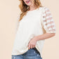 Lime 'N' Chili Full Size Lace Puff Sleeve Round Neck Top Plus Size CREAM