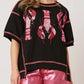 Sequin Lobster Half Sleeve T-Shirt - DAVERRI FASHIONS