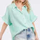 SAGE+FIG Boho Contrast Zigzag Trim Gauze Button-Up Shirt Shirts