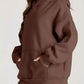Cozy chocolate-brown oversized kangaroo pocket long sleeve hoodie