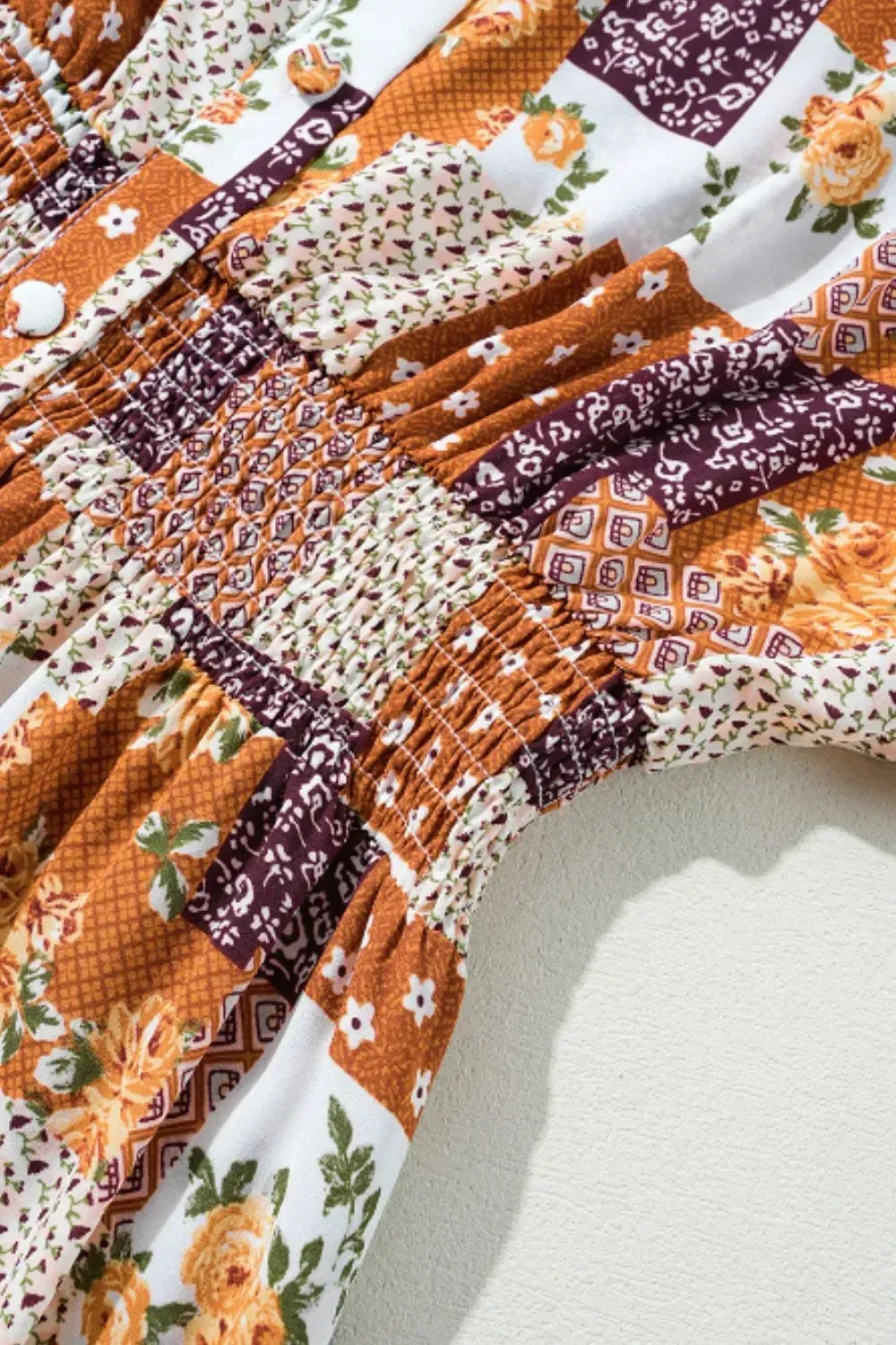 Printed Collared Neck Three-Quarter Sleeve Mini Shirt Dress - DAVERRI FASHIONS