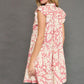 Umgee Full Size Two Tone Printed Ruffled Cap Sleeve Mini Dress Plus Size