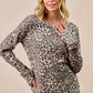 BiBi Leopard Print Washed Waffle Thermal Top with Thumb - DAVERRI FASHIONS