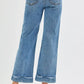 RISEN Full Size Mid Rise Crop Straight Jeans with Taylor Cuffed Plus Size - DAVERRI FASHIONS
