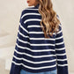 Striped Slit Drop Shoulder Sweater - DAVERRI FASHIONS
