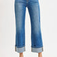 RISEN Full Size Mid Rise Crop Straight Cuffed Jeans Plus Size