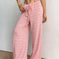 Striped Wide Leg Drawstring Pants - DAVERRI FASHIONS