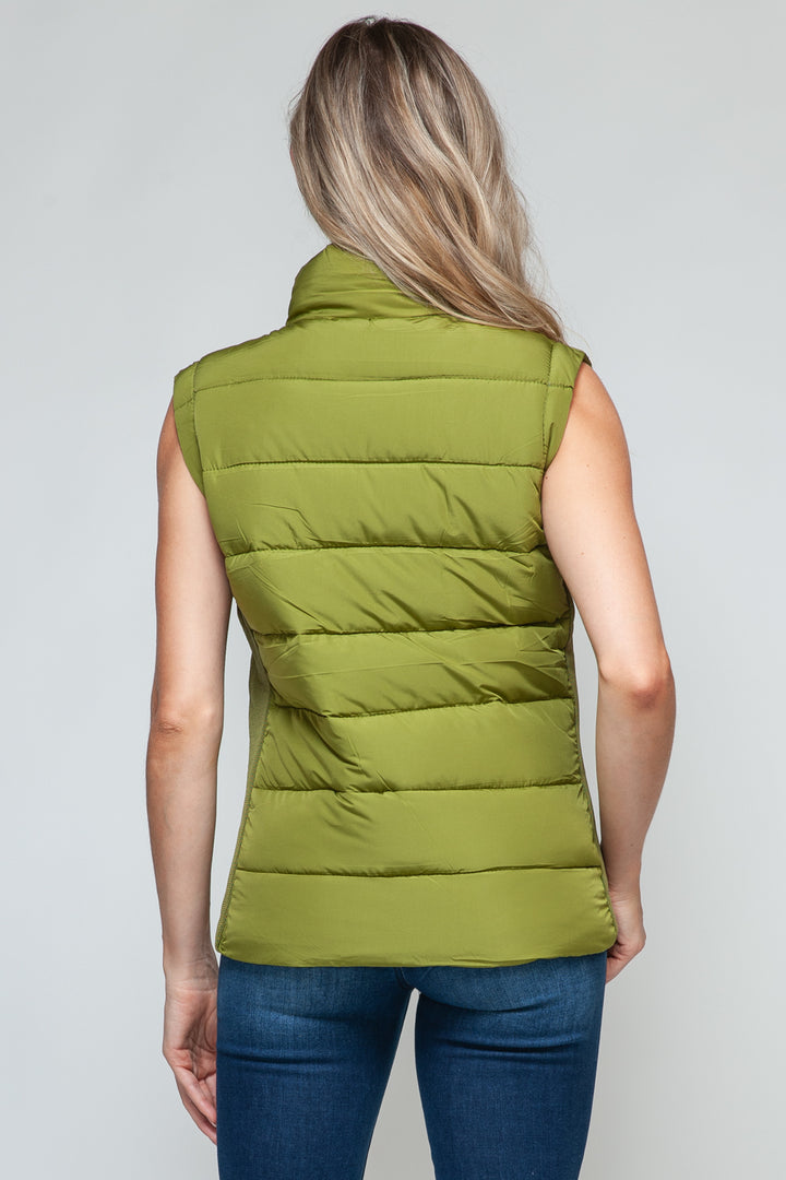 Zip Up Turtleneck Vest with Pockets Tops