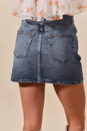 SO ME Washed Denim Mini Skirt with Pockets | Skirts Daverri Fashions