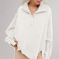 Exposed Seam Side Slit Long Sleeve Sweatshirt - DAVERRI FASHIONS