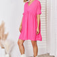 Zenana Swiss Dot Rolled Short Sleeve Babydoll Dress Babydoll Dresses