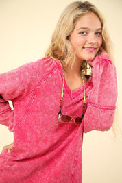 VERY J Mineral Washed Oversized A-Line Mini Dress | Mini Dresses Daverri Fashions