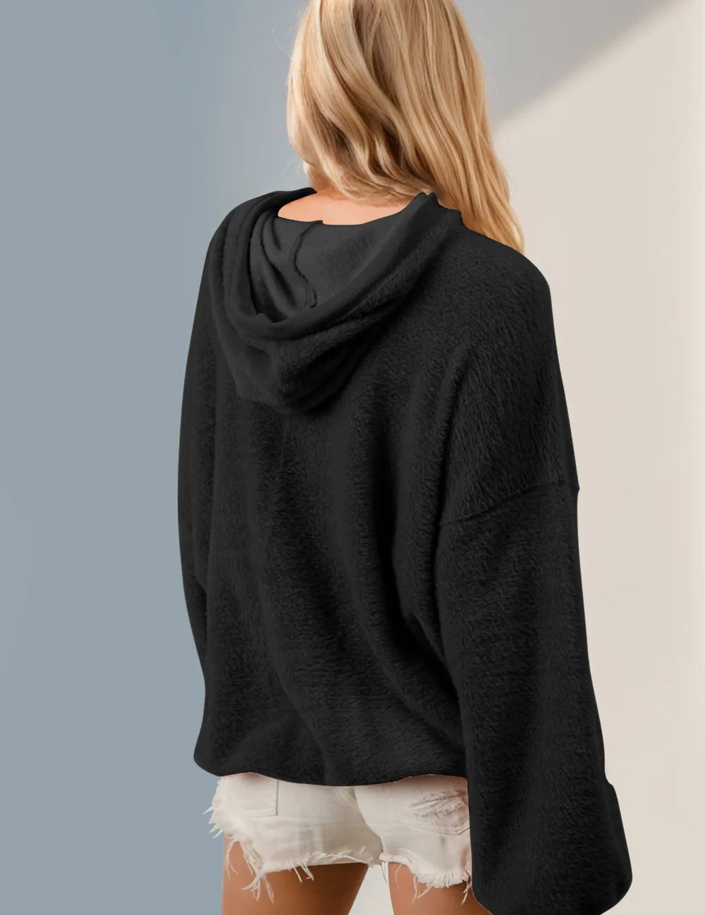Double Take Full Size Half Zip Long Sleeve Hoodie with Kangaroo Pocket | Hoodies Daverri Fashions