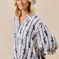 BiBi Bow Ribbon Printed Woven Bubble Sleeves Top - DAVERRI FASHIONS