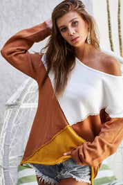 BiBi Color Block Geometric Sweater | Sweaters Daverri Fashions