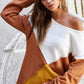 BiBi Color Block Geometric Sweater - DAVERRI FASHIONS