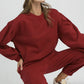 Umgee Round Neck Sweatshirt with Pleated Detail Sweatshirts