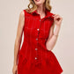 SO ME Button Down Sleeveless Collared Game Day Mini Dress - DAVERRI FASHIONS