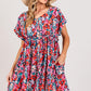 SAGE + FIG Floral Button Down Short Sleeve Mini Dress Multi S Mini Dresses