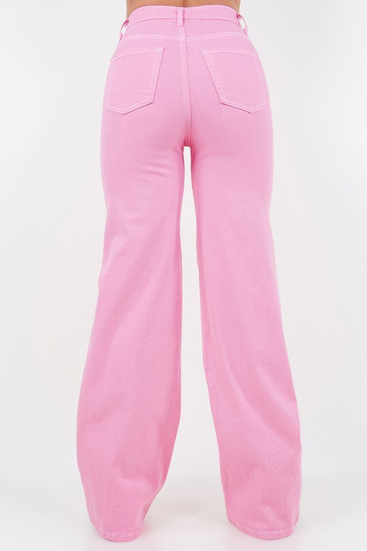 Wide Leg Jean in Bubblegum Pink Jeans