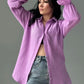 Lavender women’s collared flounce sleeve loose fit cotton shirt