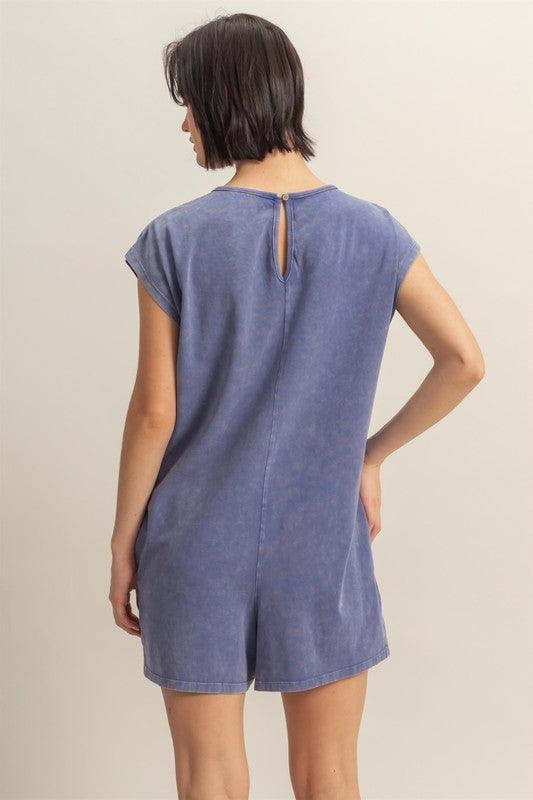 HYFVE Round Neck Cap Sleeve Relaxed Fit Breezy Romper | Rompers Daverri Fashions