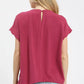 Berry-colored lightweight chiffon Umgee top with flutter sleeves