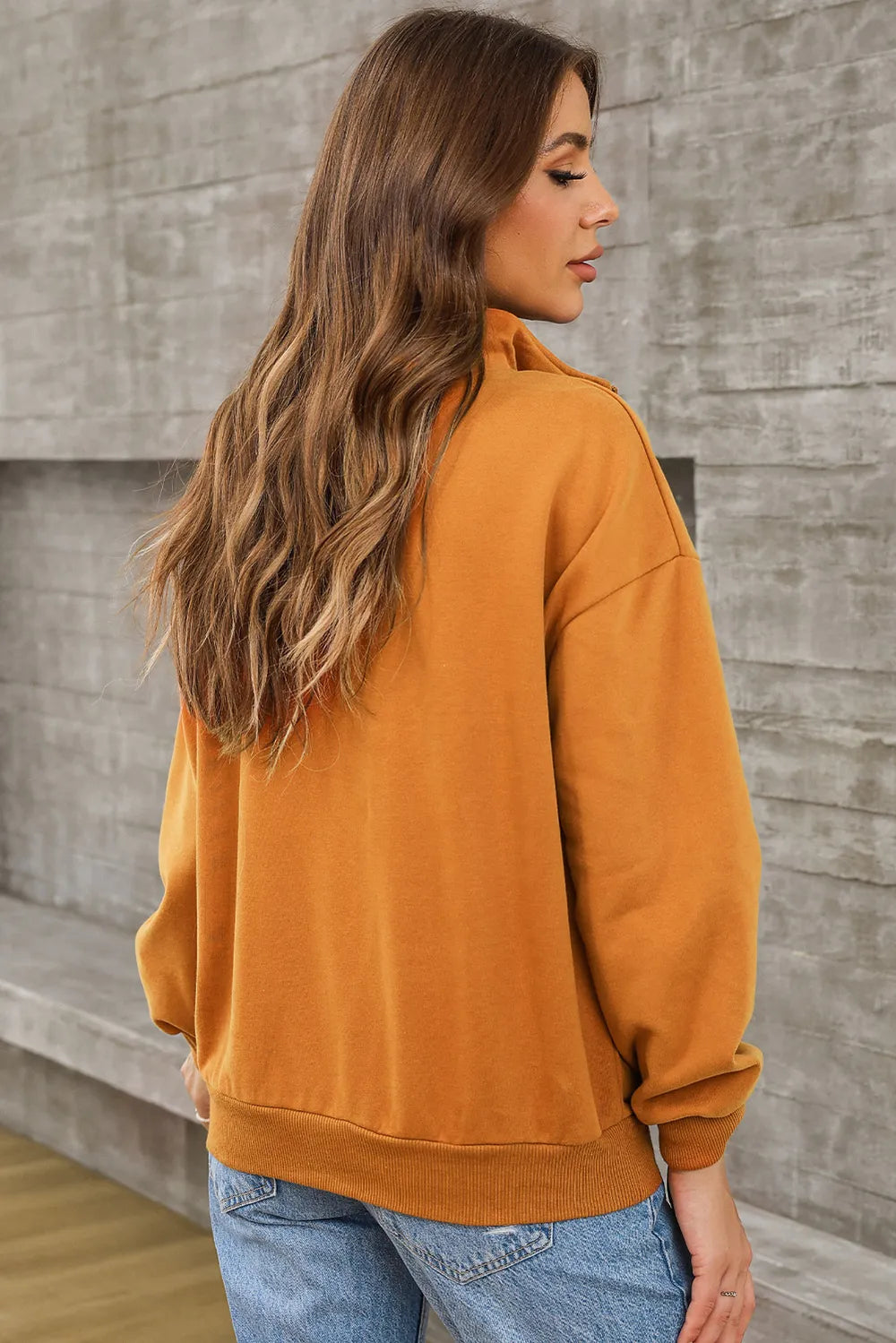 Quarter Zip Dropped Shoulder Sweatshirt | Sweatshirts Daverri Fashions