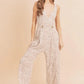 Aemi + Co Ditsy Floral Surplice Sleeveless Wide Leg Jumpsuit Jumpsuits