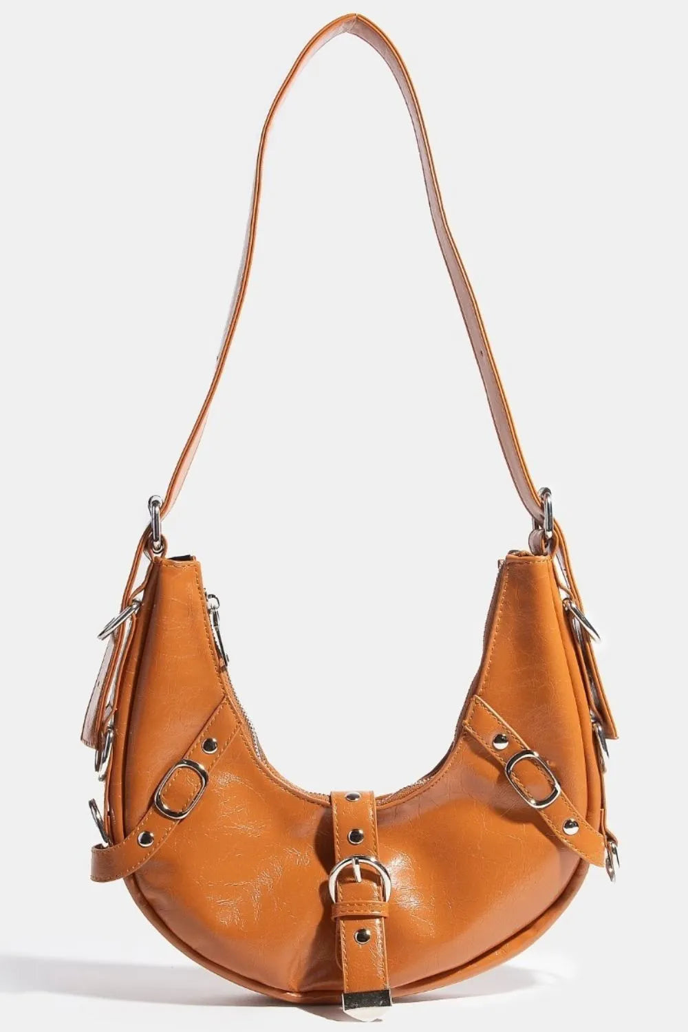Fame Multi Belt Strap Accent Shoulder Bag BR One Size Handbags
