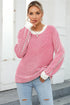 Angel Wings Striped Round Neck Long Sleeve Knit Top - DAVERRI FASHIONS