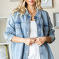First Love Smile Face Button Down Raw Hem Denim Jacket - DAVERRI FASHIONS